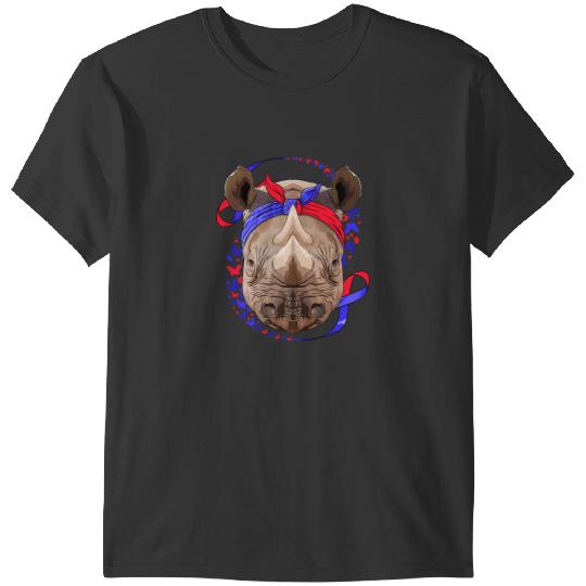 Rhino Gift CHD Awareness Rhino Bandana Red And Blue Ribbon T-Shirts