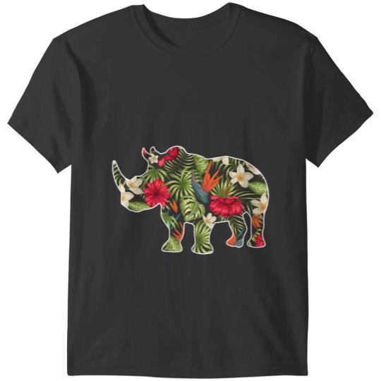 Rhino Gift Summer Tropical Floral Print Flower Hawaii Men Girl T-Shirts