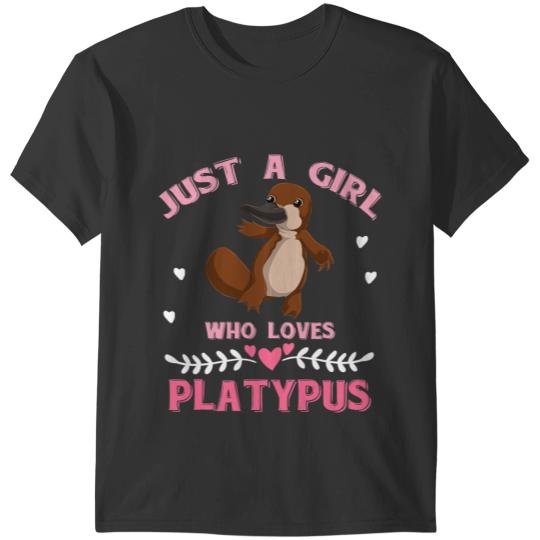 Platypus Gift Hearts Aussie Outback Animal Lover Women Girls T-Shirts