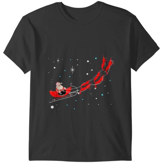 Shrimp Gift Cherry Shrimp Santa Sleigh Christmas Shrimp Reindeer Funny T-Shirts