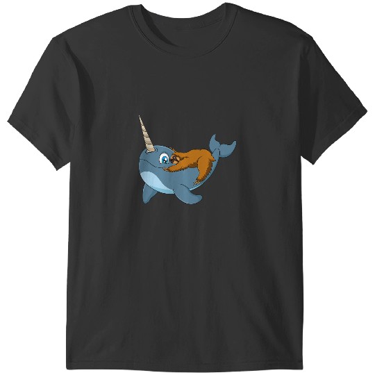 Sloth Gift Narwhal Sloth Riding On Narwhal Animal Lover Art T-Shirts