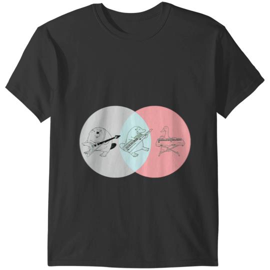 Platypus Gift Guitarist Keytar Platypuses Venn Diagram Gray Blue Pink Guitarist Music Guitar T-Shirts