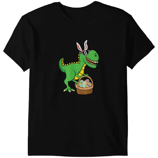 Dinosaur Dino Bunny Saurus Rex Eggs Basket Happy Easter Day Boy Girl T-Shirts