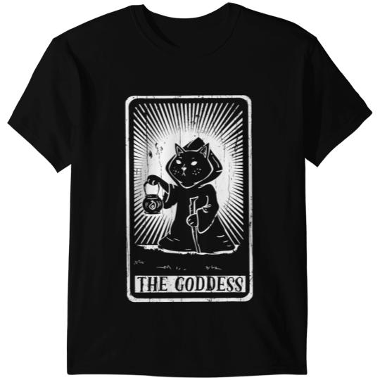 black cats Paws Goddess Lamp Cat Tarot Card Pagan Goblincore Goth Occult T-Shirts