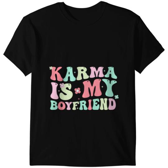 black cats Paws Karma Is My Boyfriend Karma Is Cat Funny Sarcastic Music 2 T-Shirts