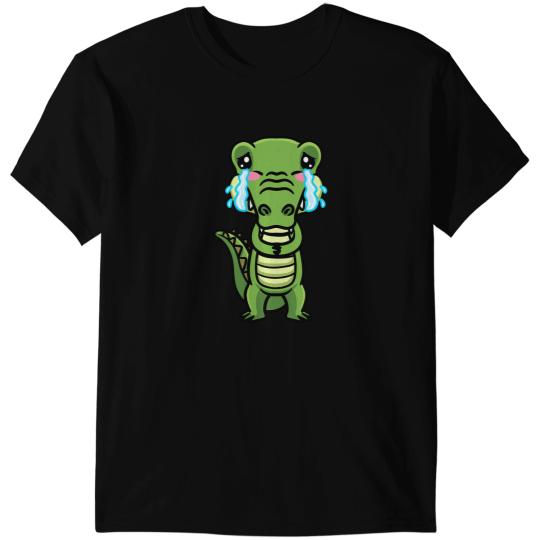 Alligator Animals Crocodile Reptile Sad Crying Emoticon Crocodile T-Shirts