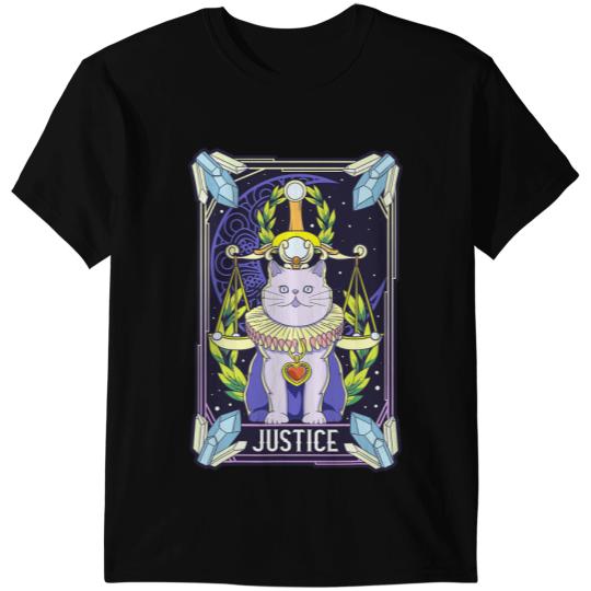 Cat Paws Justice Cat Tarot Card Kitty Scale Witchy Wiccan Pagan Witch T-Shirts