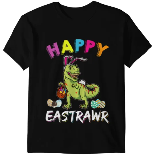 Dinosaur Dino Happy Eastrawr T Rex Dinosaur Happy Easter Bunny Egg Kid Boy T-Shirts