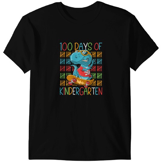 Dinosaur Dino 100 Days Of Kindergarten TRex Dinosaur Kindergartner Boy 1 T-Shirts