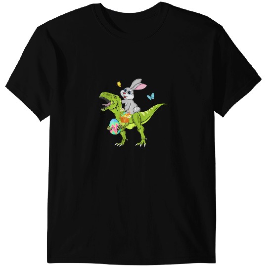 Dinosaur Dino Dino Rabbits Riding T Rex Easter Egg Boys Girls Kids T-Shirts