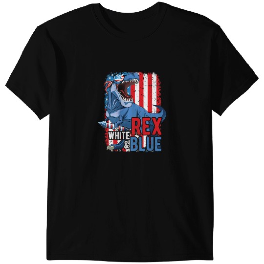 Dinosaur Dino Dino T rex 4th of July Kids Boys Men Fireworks Expert T-Shirts