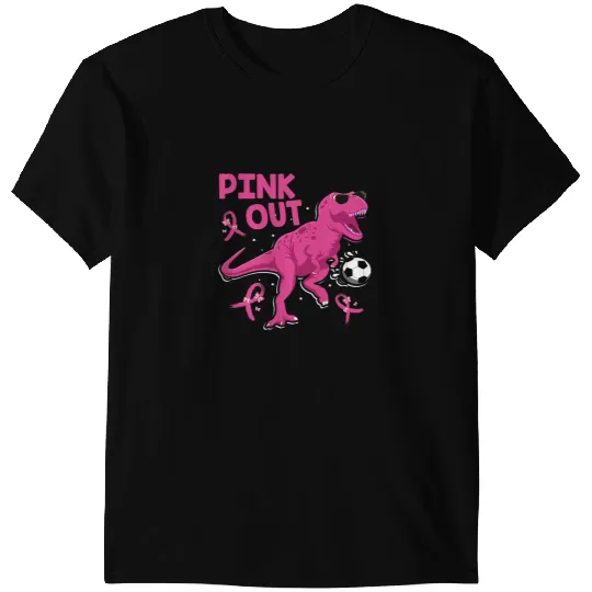 Dinosaur Dino Breast Cancer Ribbon Pink Out Soccer T-Shirts