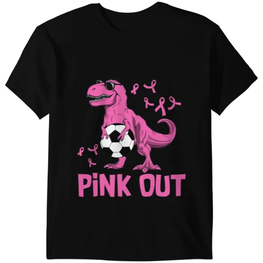 Dinosaur Dino Breast Cancer Ribbon Pink Out Soccer 8 T-Shirts