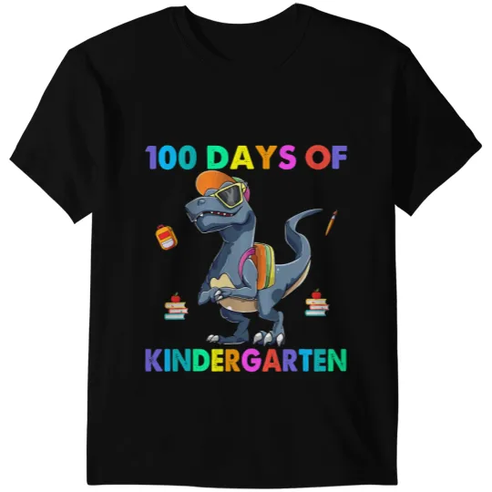 Dinosaur Dino Happy 100 Days of Kindergarten Teacher Boys Kids T-Shirts