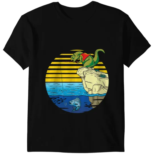 Dinosaur Dino Fisherman TRex Fishing Bass Fish Dino T-Shirts