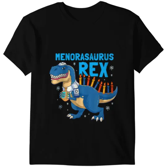 Dinosaur Dino Hanukkah T Rex Menorasaurus Rex Dinosaur Funny Menora Pun T-Shirts