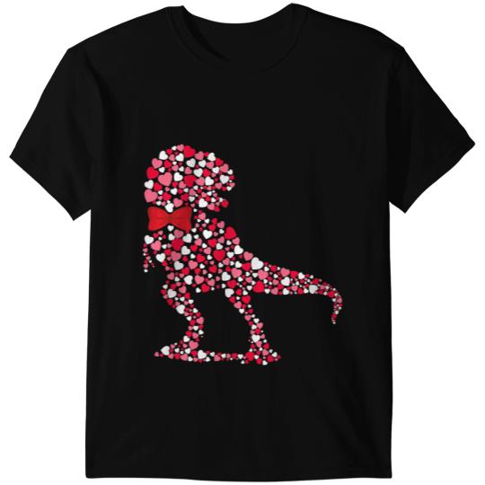 Dinosaur Dino Icon Pink Hearts Valentines Day Dinosaur T-Shirts