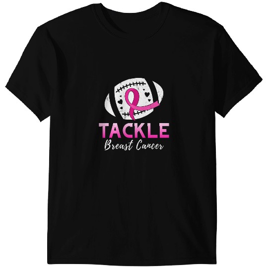 Football Gift Tackle Breast Cancer Awareness Football Pink Ribbon Boy Kids T-Shirts