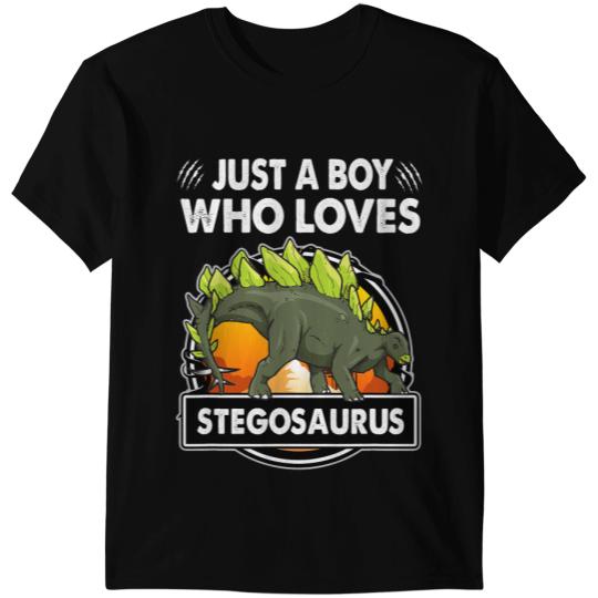 Dinosaur Dino Just A Boy Who Loves Stegosaurus Funny Dinosaur Prehistoric T-Shirts