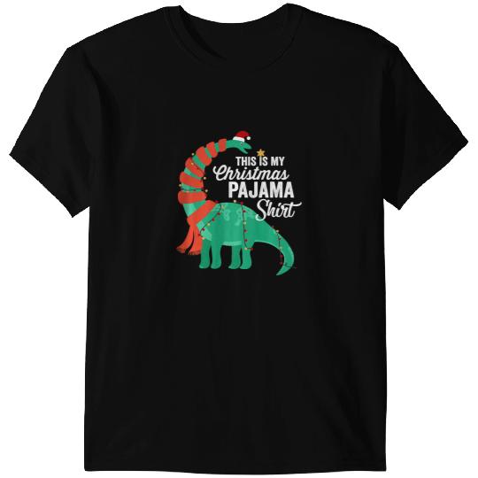 Dinosaur Dino This Is My Christmas Pajama Dinosaur Brontosaurus Xmas T-Shirts