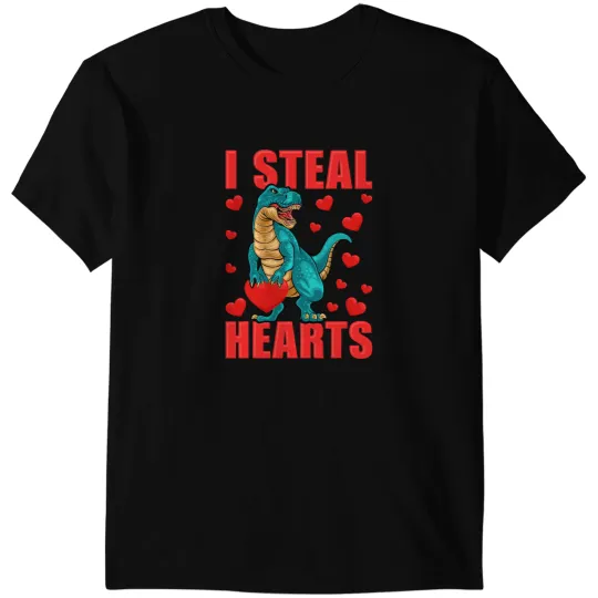 Dinosaur Dino Valentines Day Dinosaur I Steal Hearts Boys Men Love T rex 9 T-Shirts