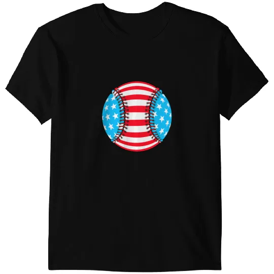 Baseball Gift 4th Of July Baseball Kids American Flag July 4th Men T-Shirts