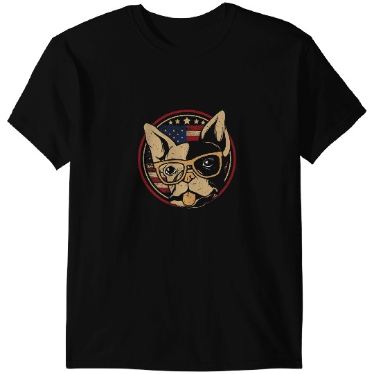 Discover 4th of July Bulldog with glasses Bulldog American Flag T-Shirts