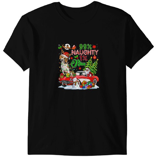 Discover 99 Percent Naughty 1 Nice Reindeer Beagle With Santa On Car T-Shirts
