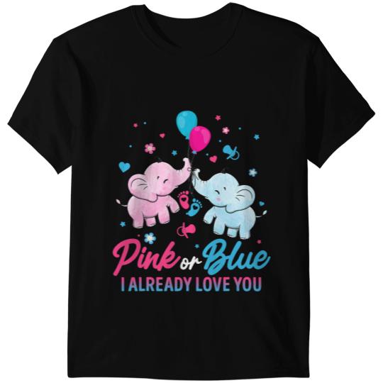 Elephants Lover Gender Reveal Pink or Blue Boy or Girl Elephants Elephants T-Shirts
