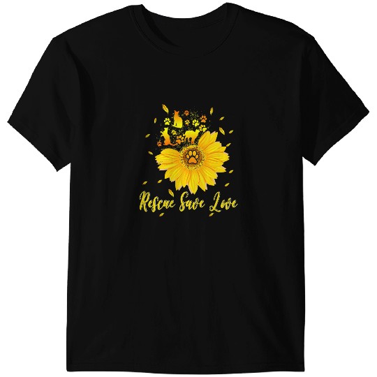 black cats Paws Rescue Save Love Funny Flower Sunflower Cat Paws Rescue Cat T-Shirts