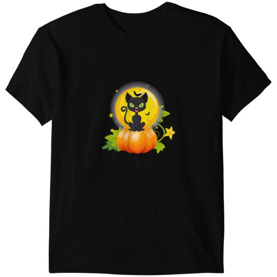 black cats Paws black cats On Pumpkin Full Moon Happy Halloween T-Shirts