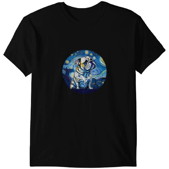 Bulldog Starry Night Van Gogh Bulldog Mom Dad Owner 3 T-Shirts