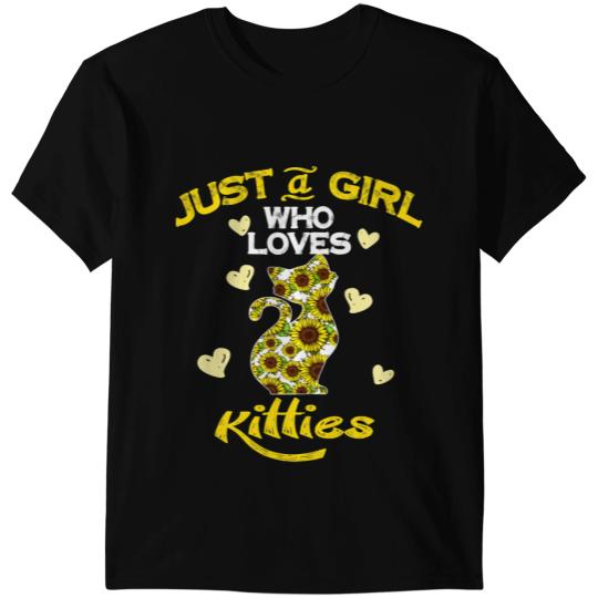 black cats Paws Womens Sunflower Cat Just A Girl Who Love Kitties Cute Cat Funny T-Shirts