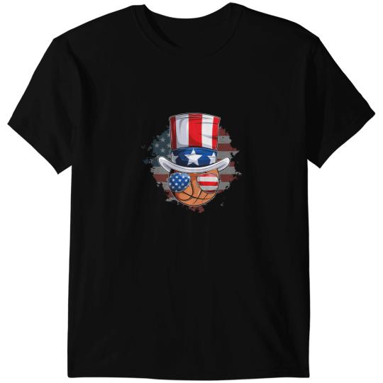 Basketball Gift American Basketball Patriotic 4th of July USA Flag Men Women T-Shirts