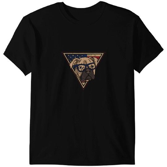 Discover 4th of July Bulldog with glasses Bulldog American Flag 3 T-Shirts