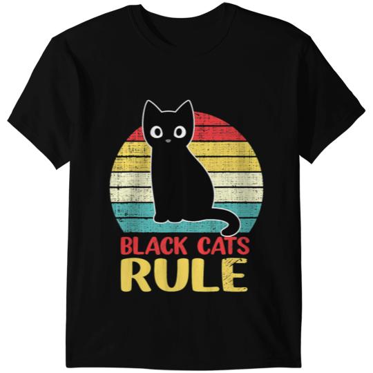 black cats Paws Dad Mom Kitty Retro Cat Lovers Black Cats Rule T-Shirts