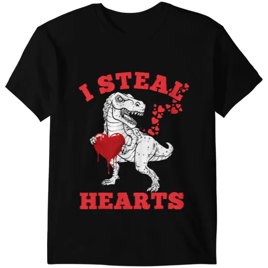 Dinosaur Dino Valentines Day Dinosaur I Steal Hearts Boys Men Love T rex 28 T-Shirts