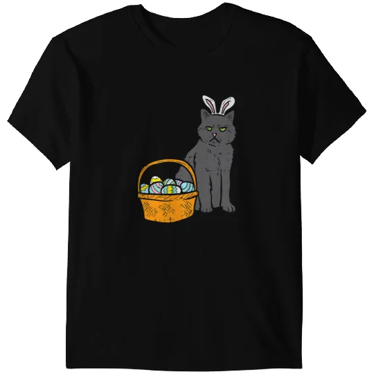 black cats Paws Bunny Ears Eggs Basket Easter Pet Lover T-Shirts
