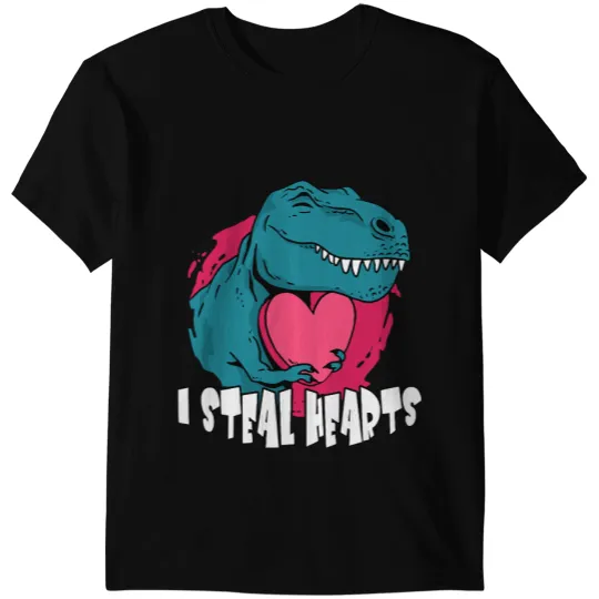 Dinosaur Dino Valentines Day Dinosaur I Steal Hearts Boys Men Love T rex 3 6 T-Shirts