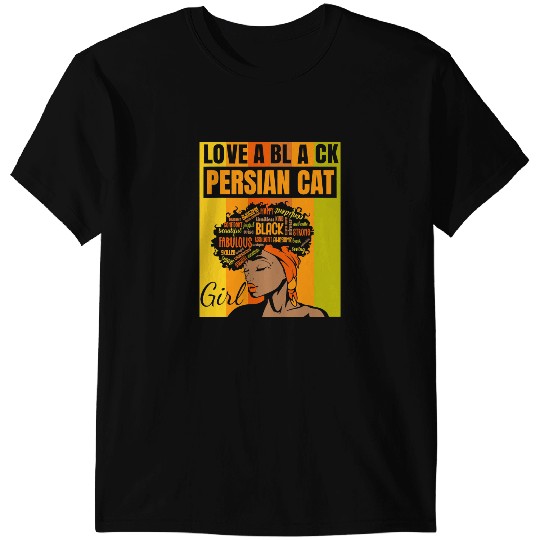 black cats Paws Black Independence Day Love a Black Persian Cat Girl T-Shirts