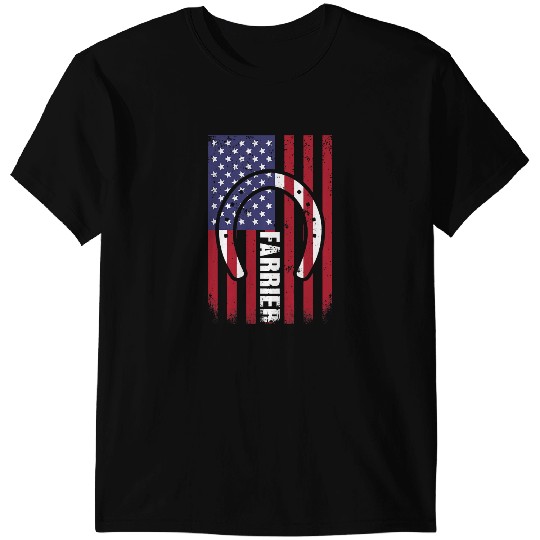 Discover Funny Horse Distressed Farrier Horseshoe American Flag 4th Of July T-Shirts