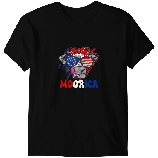 Discover Cattle Cow Funny 4th of July American Flag Cow Patriotic T-Shirts