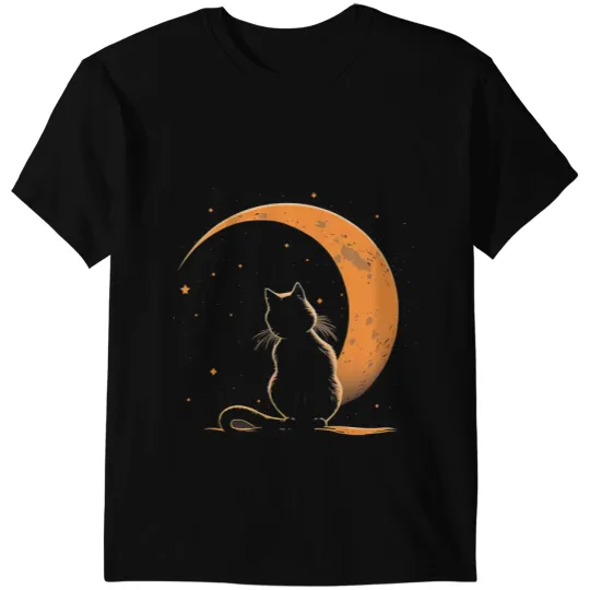 black cats Paws Crescent Black Moon Sailor T-Shirts