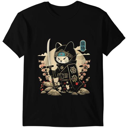 black cats Paws Tattoo Ink Japanese Samurai Cat Tattoo Kawaii Ninja Cat 1 T-Shirts