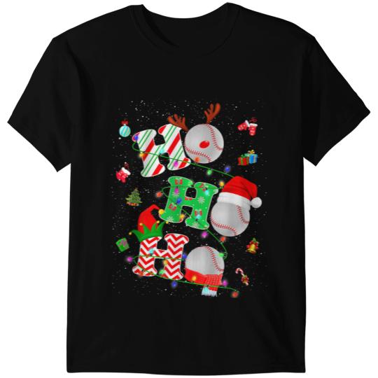 Baseball Gift Ho Ho Ho Baseball Lover Christmas Reindeer Santa Elf Xmas T-Shirts