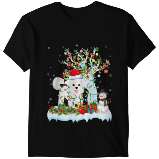 Dog Bichon Frise Mens Santa Bichon Frise xmass Lighting Dog Lover Christmas Pajama T-Shirts