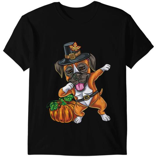 Boxer Dabbings Pilgrim Boxer Boys Girls Thanksgiving Boxers Dog T-Shirts