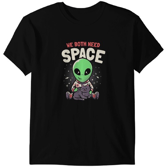 black cats Paws We Both Need Space Funny Astronaut Alien Cute Cat Science 288 T-Shirts