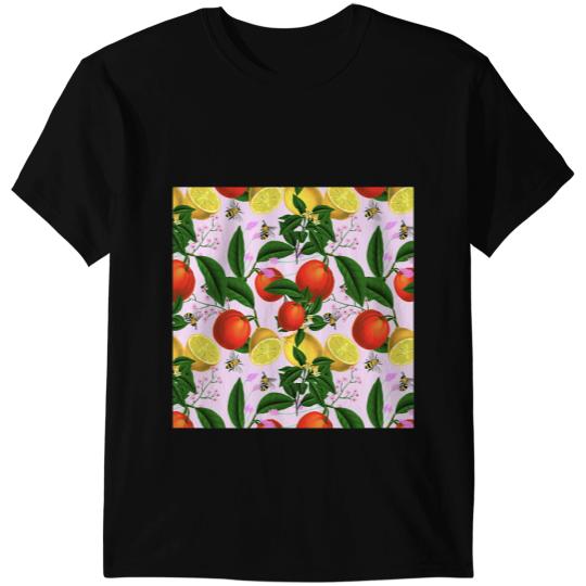 Bee Beekeeping Summer citrus oranges bees lemon fruit pattern Beekeeper T-Shirts