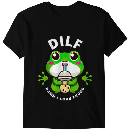 Frog Gift DILF Damn I Love Frogs Boba CuteKawaii Funny Saying T-Shirts